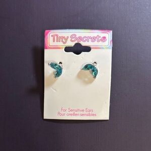 Tiny Secrets Teal Leaf Earrings